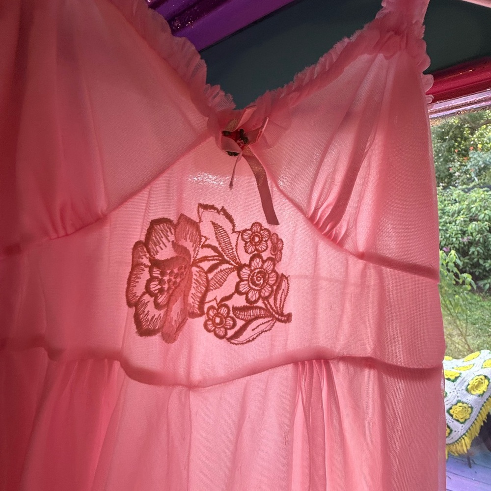 Pink Floral Embroidered vintage slip dress